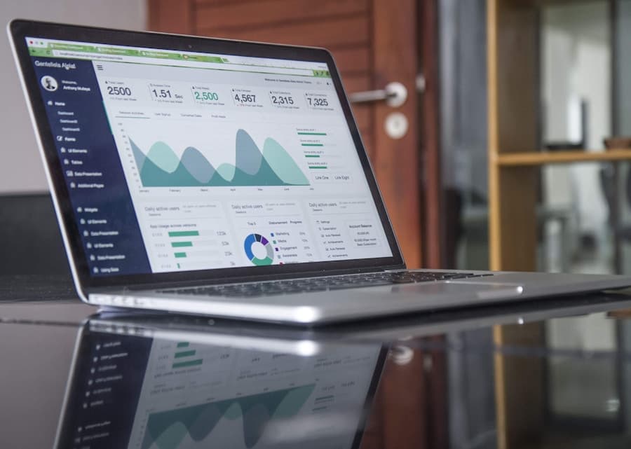 Business analyst reviewing KPI dashboard and verifiable credential outcomes